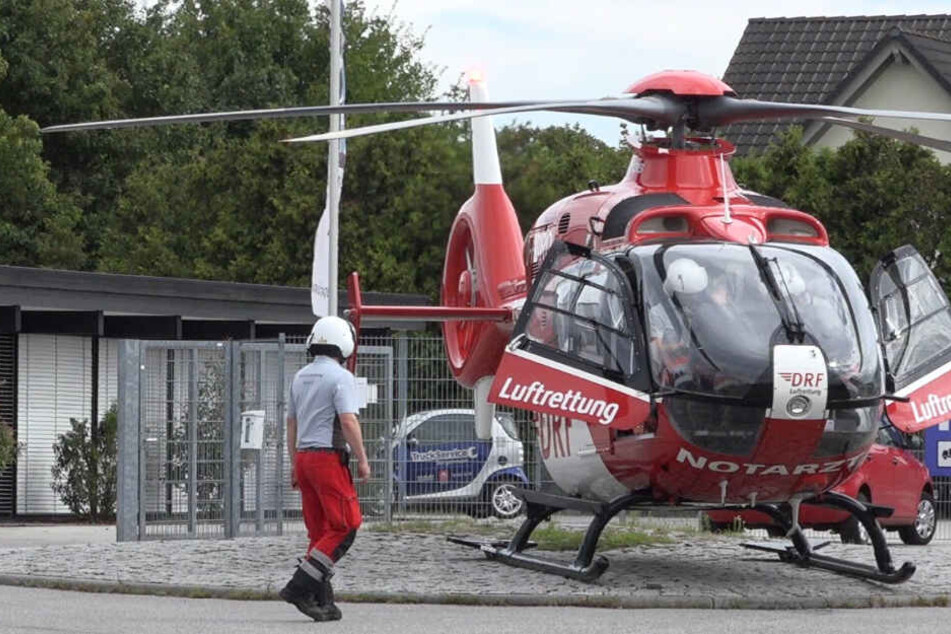 Wie dieses Foto zeigt, kam auch einen Rettungshubschrauber in Lorsch zum Einsatz.