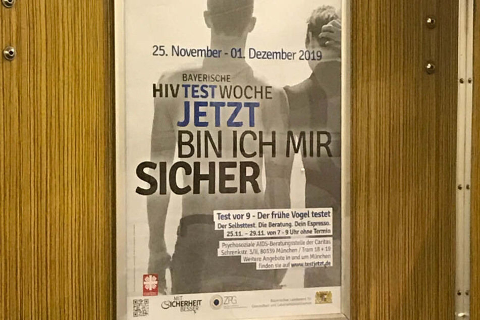 Infoplakat für die HIV-Test-Woche in einer Münchner U-Bahn.