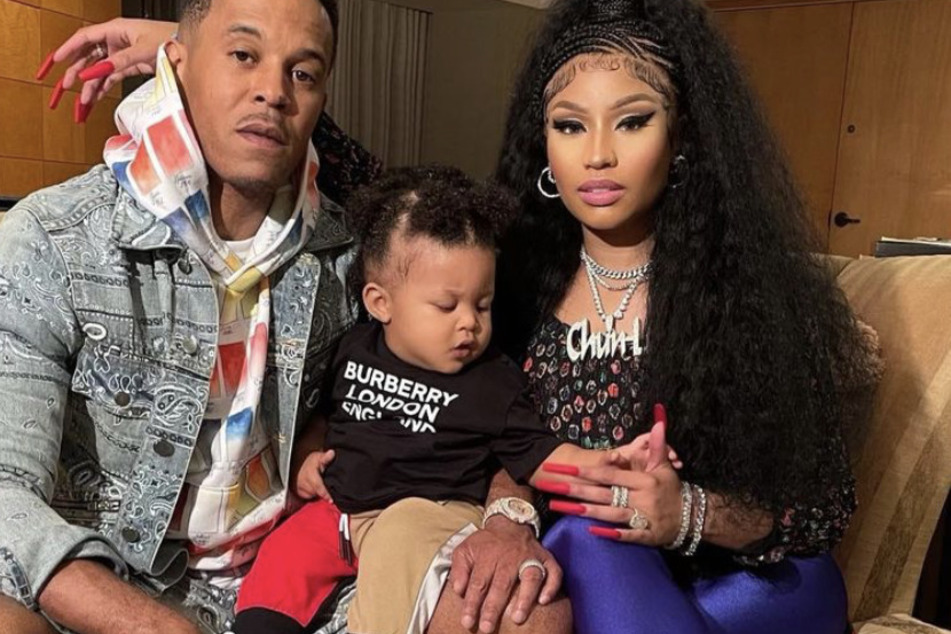 Nicki Minaj posted a rare picture of her husband, Kenneth Petty, and their son.