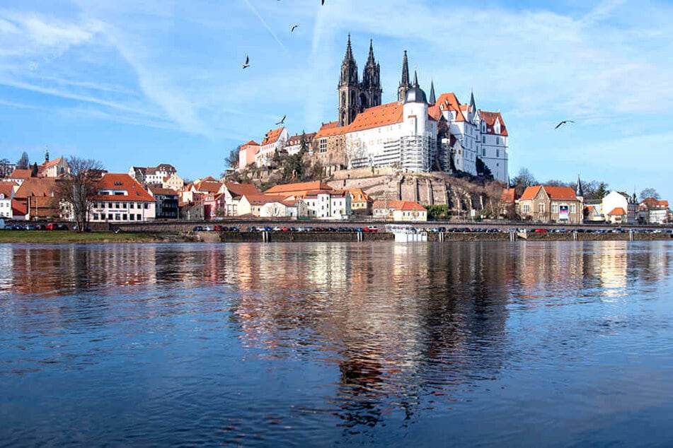 Stadtansicht von Meißen an der Elbe.