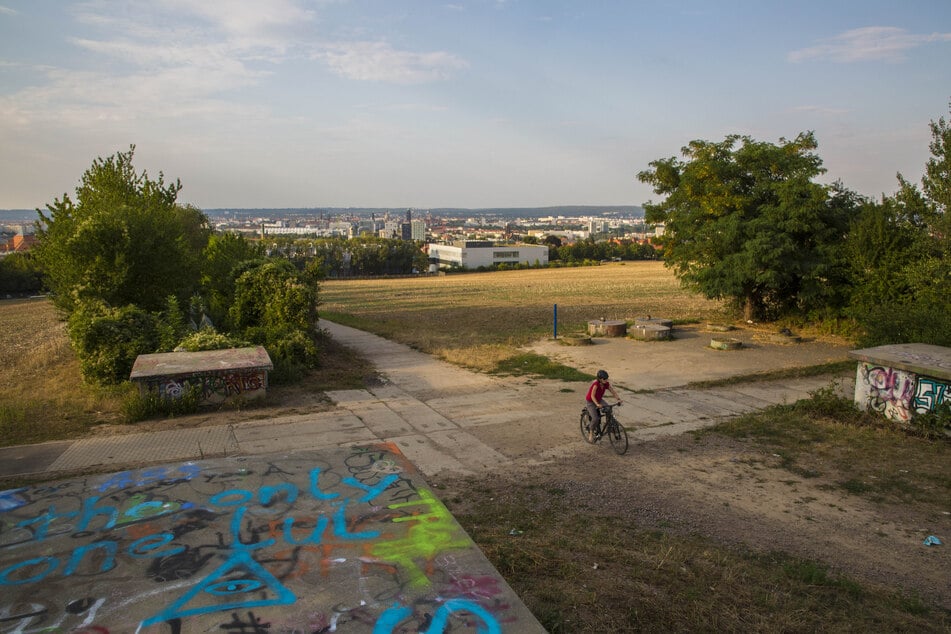 Freier Raum für Ideen mit Weitblick: Das Planungsgebiet für den Südpark kennzeichnet ein starker Höhenunterschied. Er beträgt vierzig Meter zwischen Kohlenstraße und Nöthnitzer Straße.