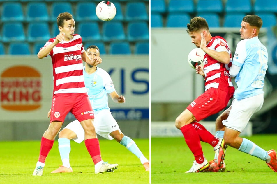 Einst Mitspieler bei Energie Cottbus, in der neuen Spielzeit Gegenspieler: Maximilian Pronichev (25, l.) ist der neue Spielmacher von Rot-Weiß Erfurt, während Axel Bergmann (29, r.) weiter Energie Cottbus als Kapitän anführt.