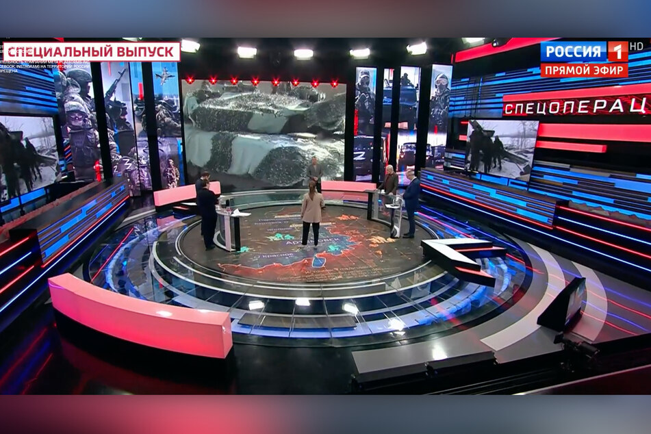 Die Polit-Talkshow "60 Minuten" läuft fast jeden Tag im russischen Staatsfernsehen.