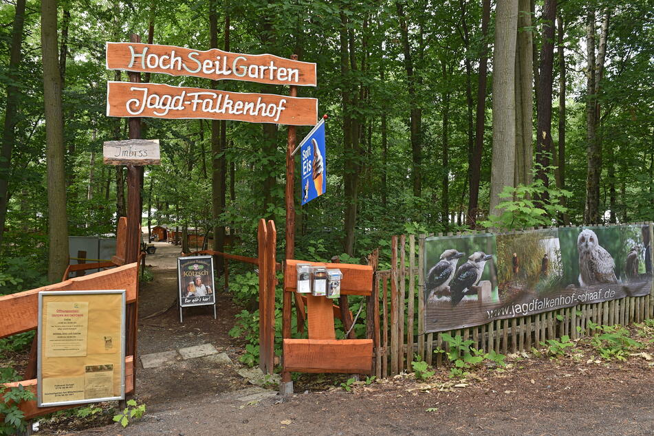 Der Eingang zum Abenteuer im Hochseilgarten am Moritzburger Mittelteich.