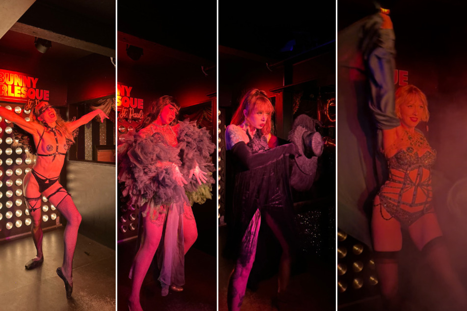 Gleich vier Tänzerinnen des "Bunny Burlesque" zeigten zur Feier des Jubiläums ihr Talent auf der Bühne der Bar.