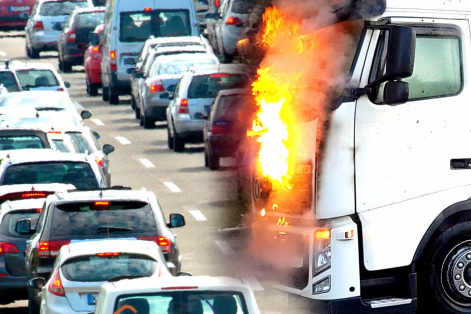 Ein brennender Lkw sorgt seit Montagabend für Chaos auf der A24 (Symbolbild).