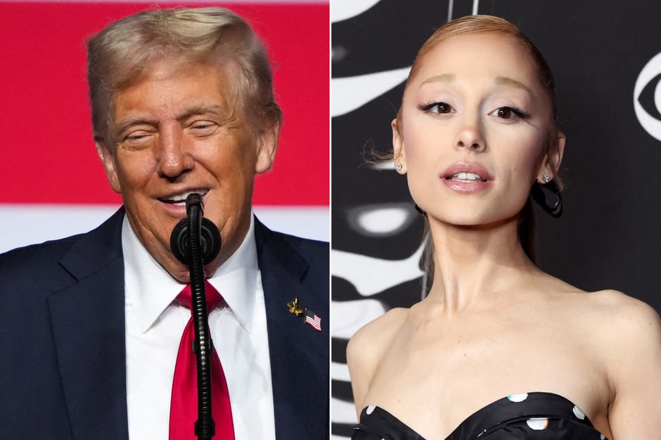 Ariana Grande (r.) slammed supporters of President Donald Trump in a new post that condemned the administration's aggressive agenda.
