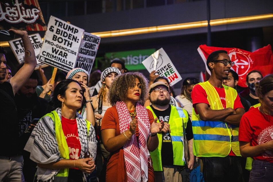 Claudia De la Cruz joins a rally for Palestinian liberation in Atlanta, Georgia.