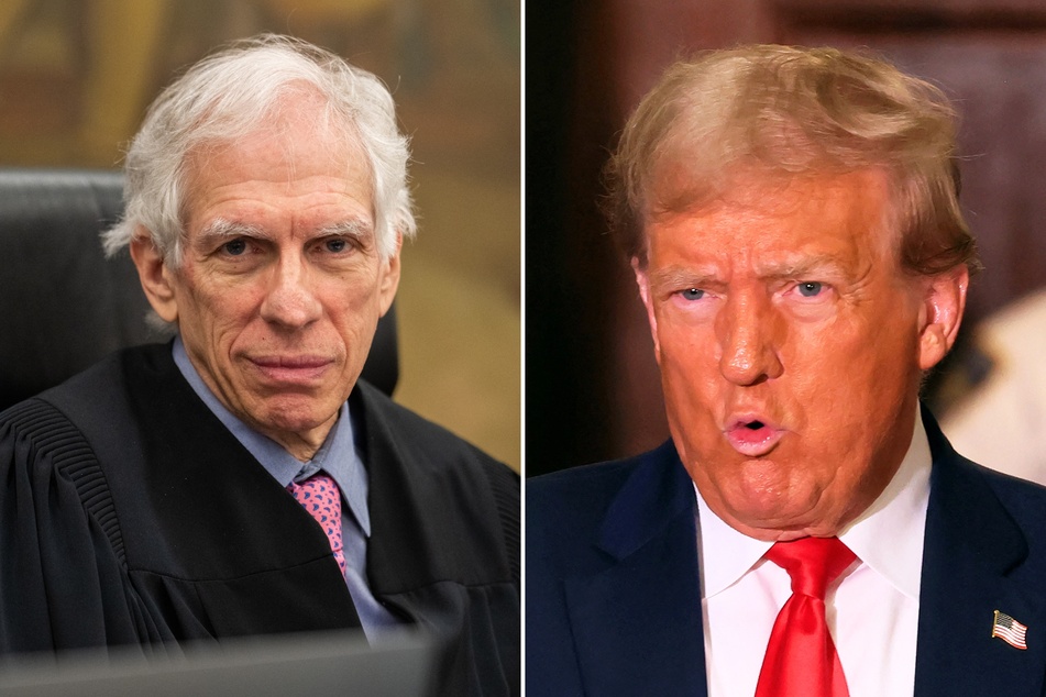 Justice Arthur Engoron (l.), the judge overseeing Donald Trump's (r.) civil fraud trial in New York, rejected a request from his attorneys to delay penalties on the trial's judgment.