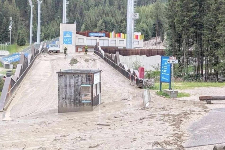 Das Biathlon-Zentrum in Antholz wurde vom Riepenbach getroffen und überschwemmt.
