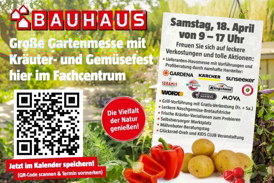 Große Gartenmesse am Samstag (18.4.) bei BAUHAUS Dresden mit Kräuter- und Gemüsefest.