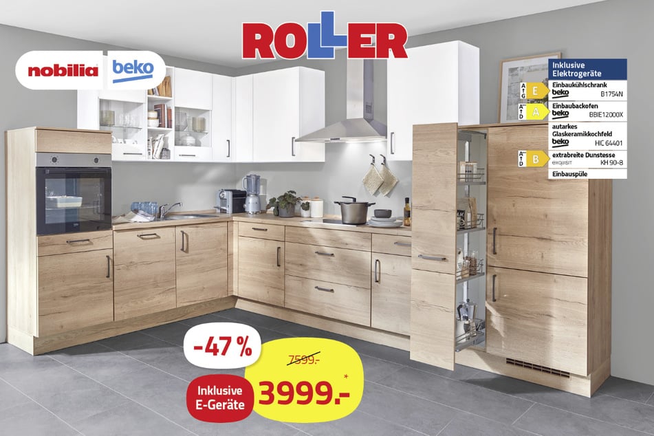 Die L-Küche von nobilia für 3.999 statt 7.599 Euro*.
