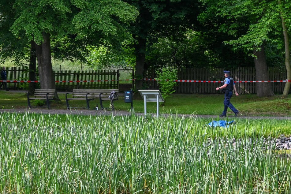 Auf einer Parkbank am Teichrand fanden die Beamten einen offenbar herrenlosen Rucksack.