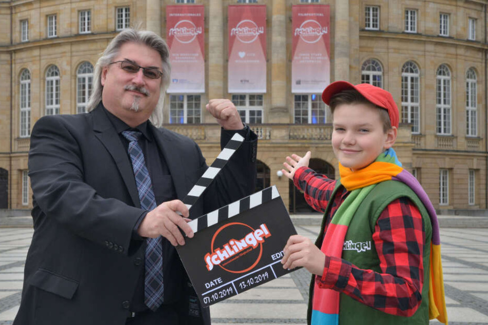 Festival-Chef Michael Harbauer (50) und "Schlingel" Frederic (11) freuen sich auf viele spannende Filme.