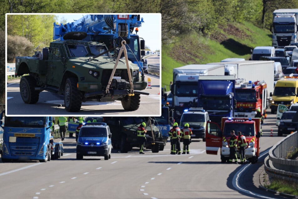 Unfall A4: Schon wieder! US-Militärfahrzeug legt A4 in Sachsen lahm