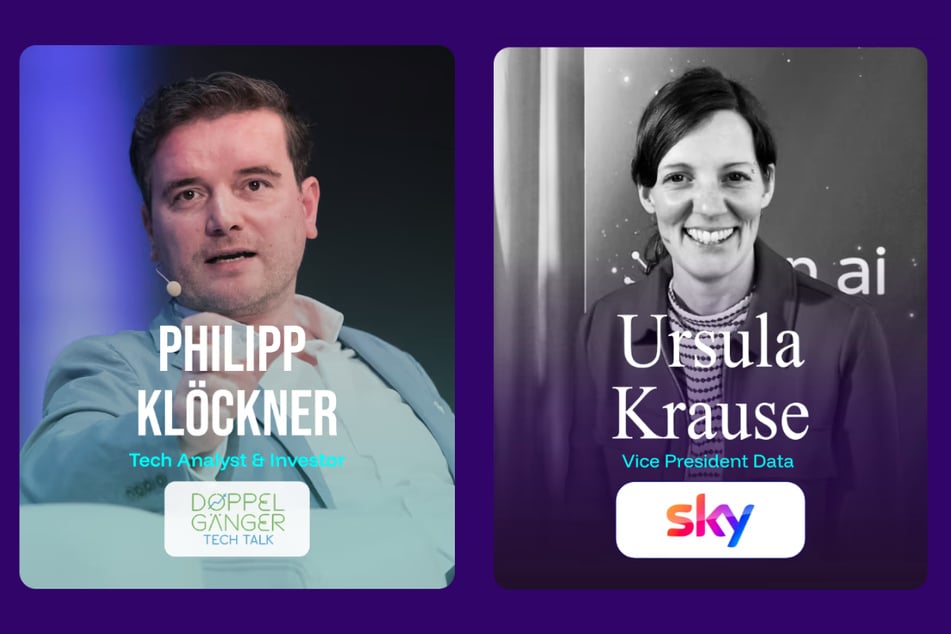 Philipp Klöckner (Doppelgänger Tech Talk) und Ursula Krause (sky)