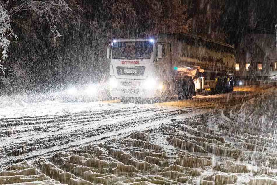 Heftiger Schneefall in der Lausitz.