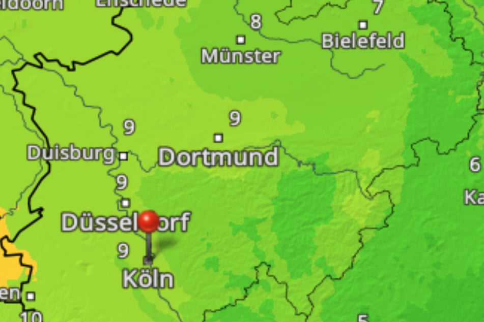 Auf maximal neun Grad klettert das Thermometer in Köln am Montag.