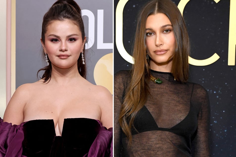 Fans are accusing Hailey Bieber (r) of copying Selena Gomez's tattoo.