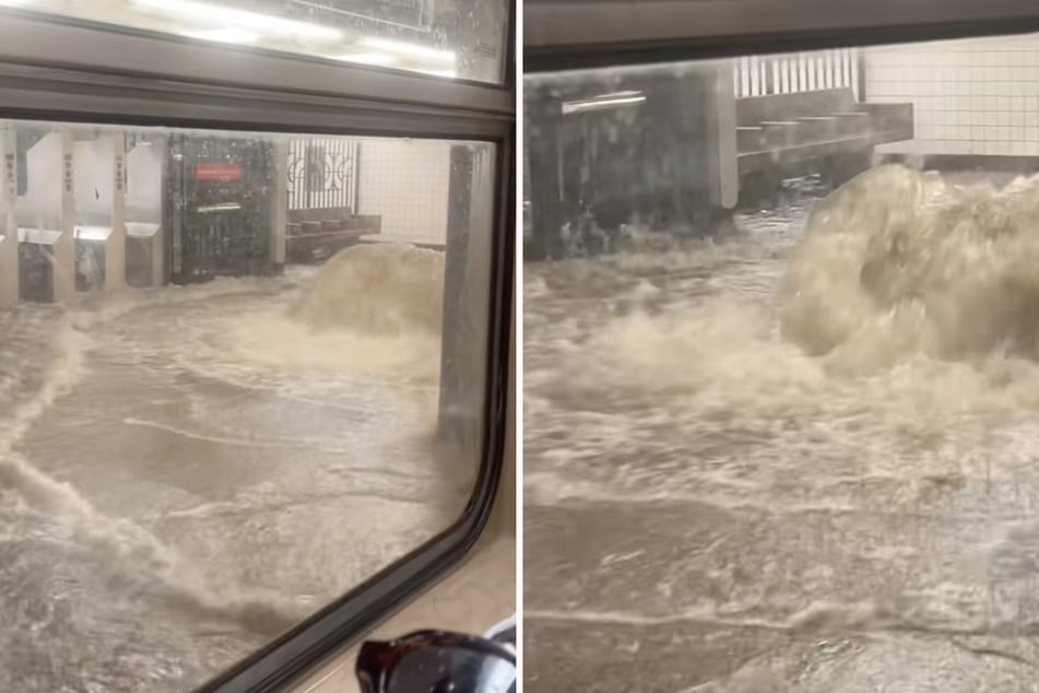 Extreme Regenfälle setzten die New Yorker U-Bahn unter Wasser.