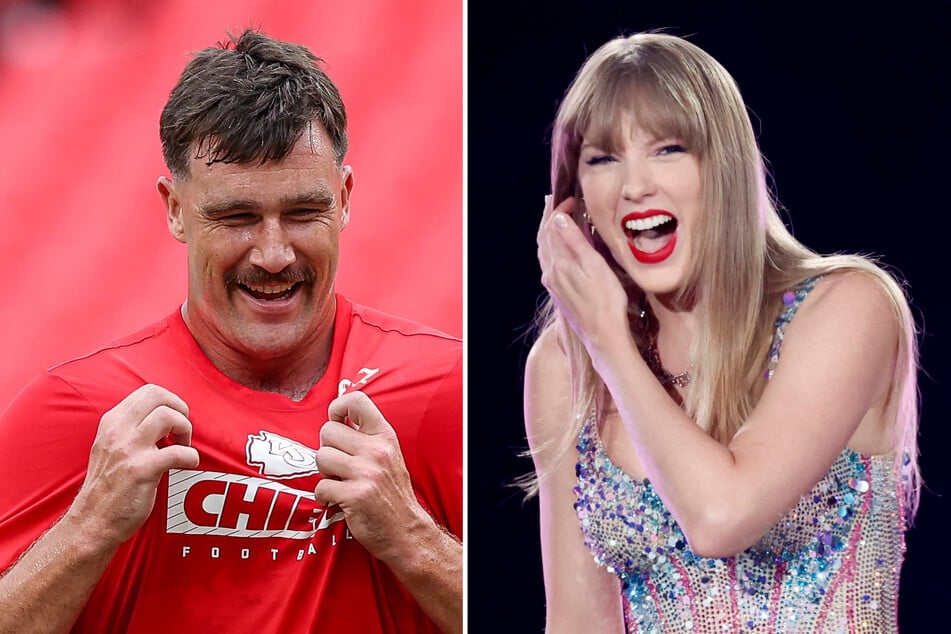 Travis Kelce (l.) gave Taylor Swift a swoon-worthy shoutout as his New Heights podcast kicked off its third season.