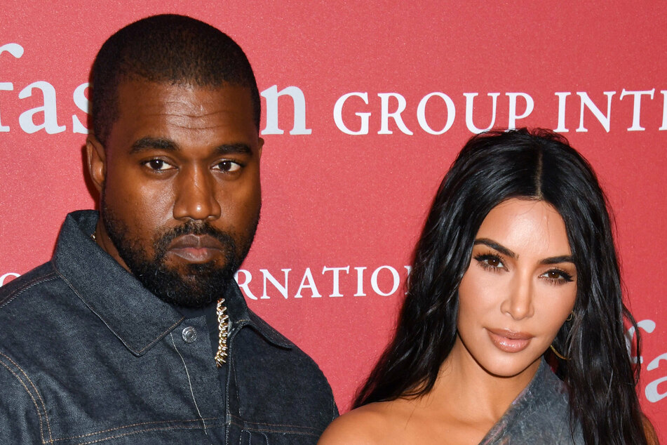 Kim Kardashian (r) filed for divorce from Kanye West (l) in February after the two announced their separation.