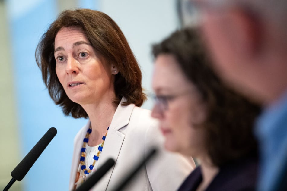 Katarina Barley bei einem Pressetermin in Berlin.