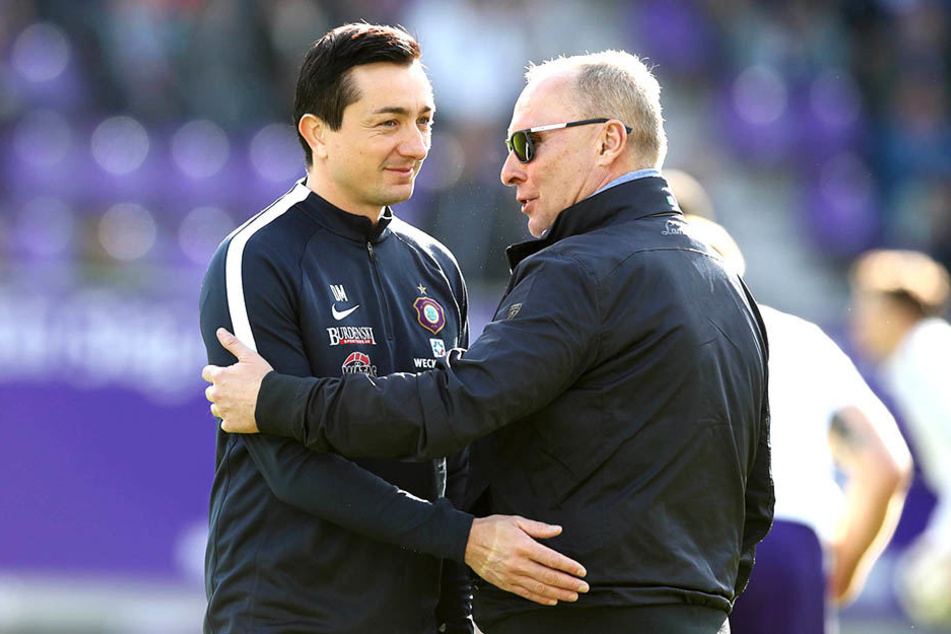 Der Trainer und sein Chef: Daniel Meyer (l.), Helge Leonhardt.