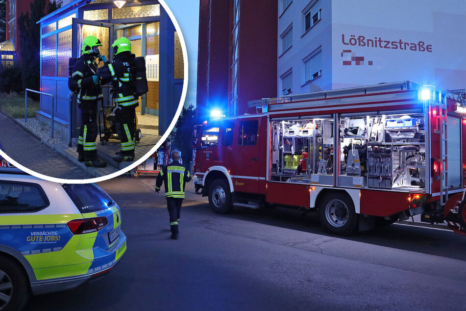 Gefahrgut-Einsatz in Coswig: Zwei Verletzte durch Aufzug-Fahrt!