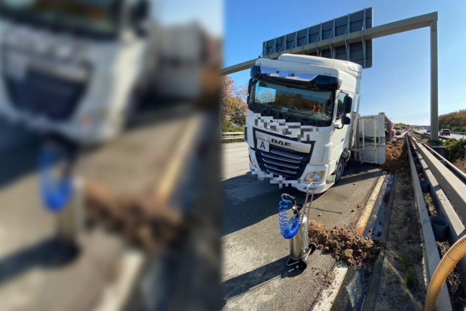 Der Sand landete auf der Fahrbahn.