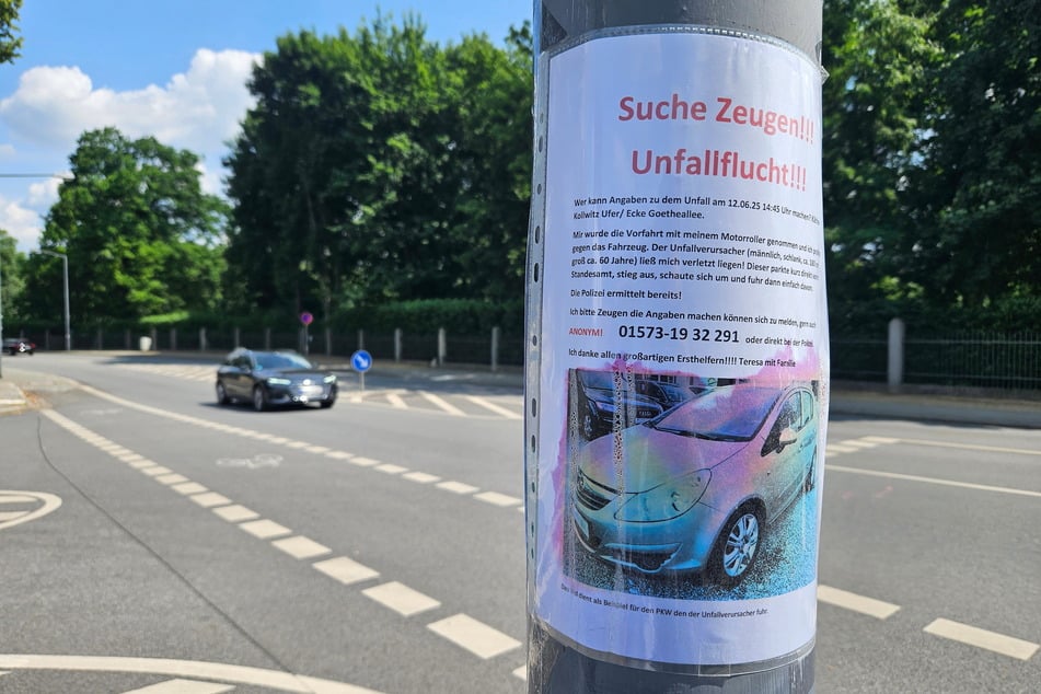 Mit einer Plakataktion fahndet die zweifache Mutter nun nach dem Fahrer, der ihr die Vorfahrt nahm, Hilfe unterließ und Fahrerflucht beging.