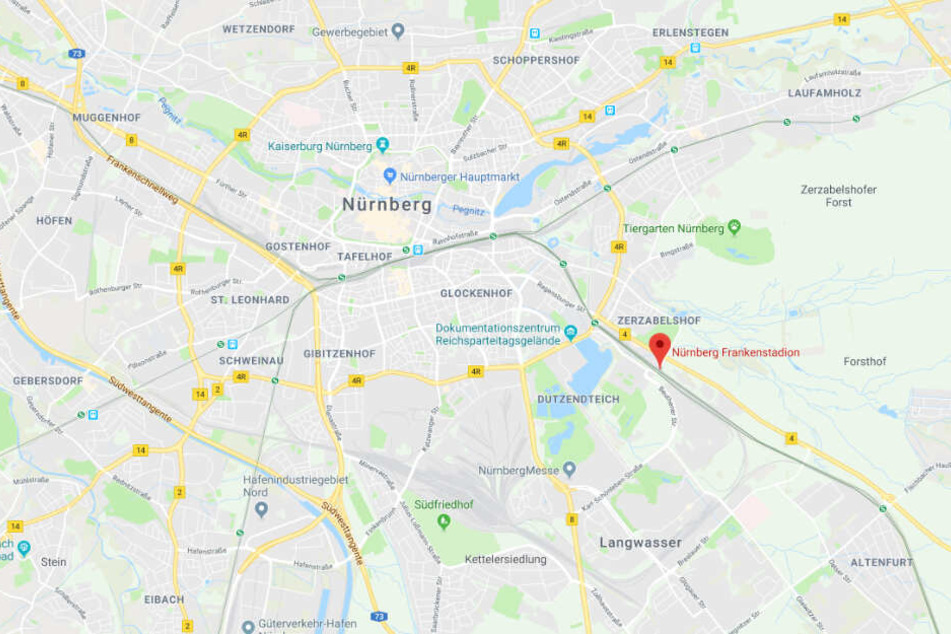 Der S-Bahnhof Frankenstadion, an dem sich die Tragödie ereignete, liegt im Südosten Nürnbergs.