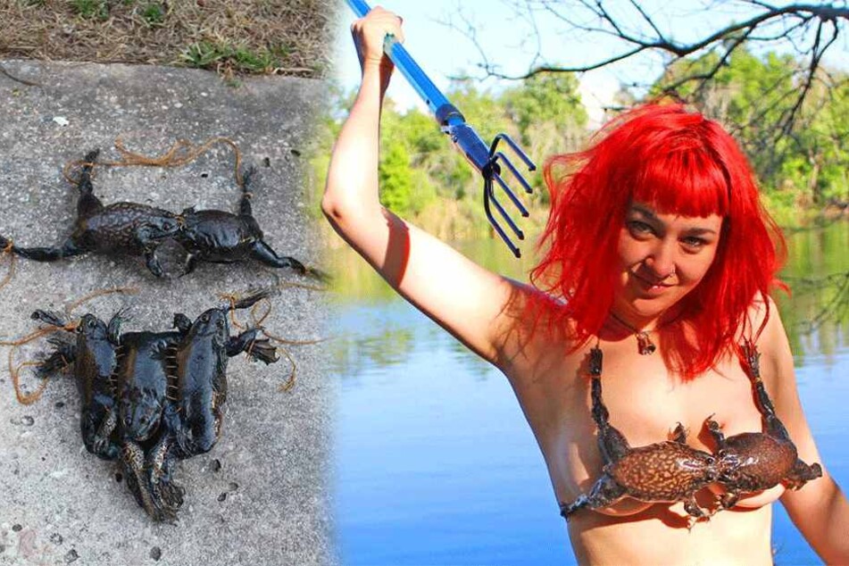 Einen Bikini aus echten toten Fröschen, bastelte sich Fabiana LeFleur (28).
