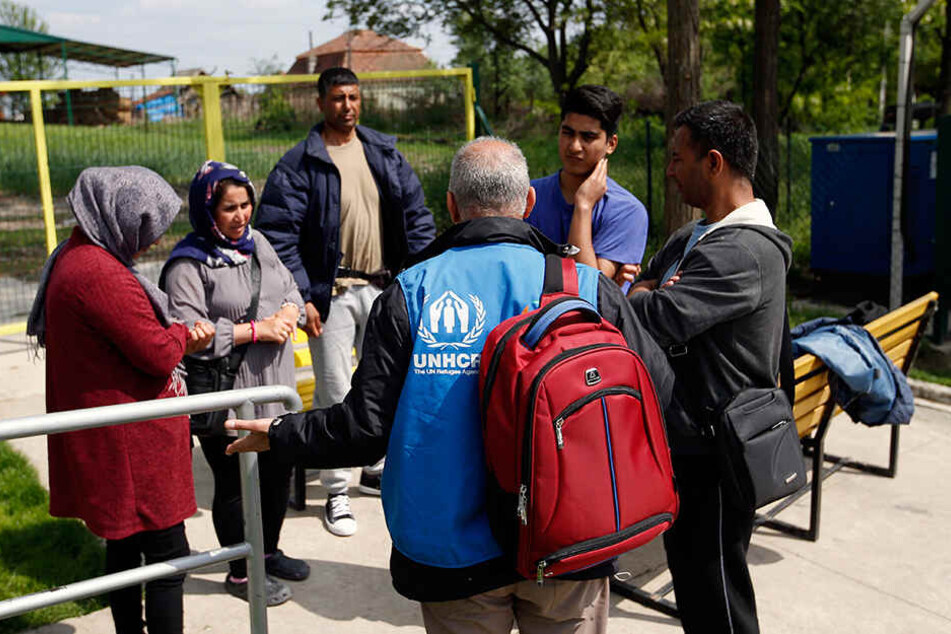 Eine Flüchtlingsfamilie, die von Serbien nach Ungarn abgeschoben werden soll.