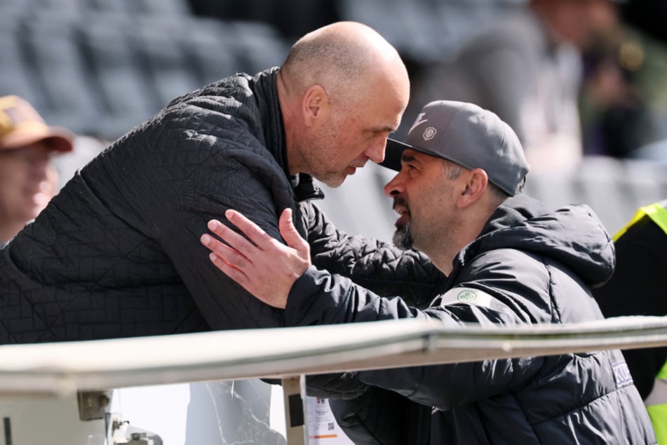 Basteln weiter am Kader: Trainer Kvicha Shubitidze (51, r.) und Kaderplaner Steffen Ziffert.