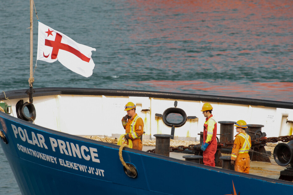 Polar Prince, one of the ships that participated in the search for the OceanGate Expeditions submersible which was carrying five people to explore the wreck of the sunken Titanic, arrives at the port of St. John's in Newfoundland, Canada.