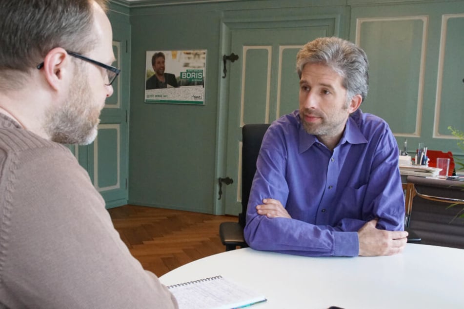 TAG24-Redakteur Patrick Hyslop im Gespräch mit Boris Palmer.