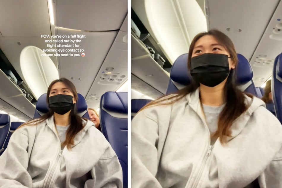 Auf einem Inlandsflug nach San José im US-Bundesstaat Kalifornien versuchte TikTokerin Sophie einen Flug, ohne Sitznachbar zu erzwingen ... durch Vermeidung von Augenkontakt.