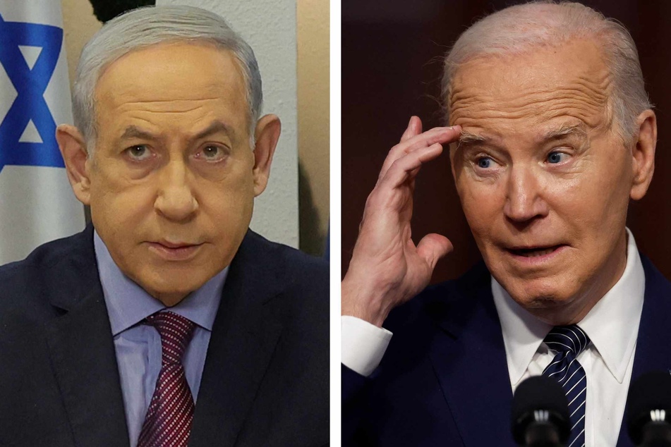 President Joe Biden (r.) warned Prime Minister Benjamin Netanyahu that US policy on Israel depends on the protection of civilians in Gaza.
