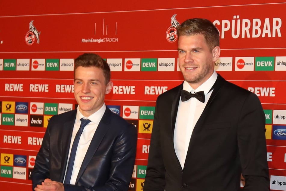 Niklas Hauptmann (29, l.) und Simon Terodde (38, r.) 2018 bei der Gala zum 70. Geburtstag des 1. FC Köln.