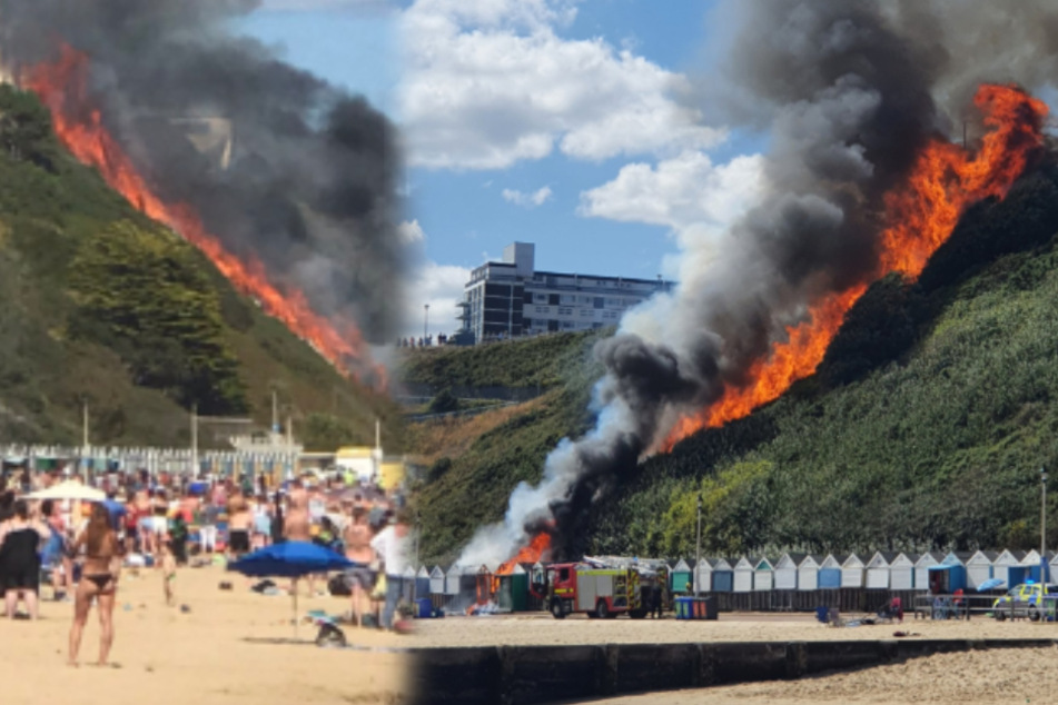 Die Flammen breiteten sich schnell aus, die Strandbesucher waren entsetzt.