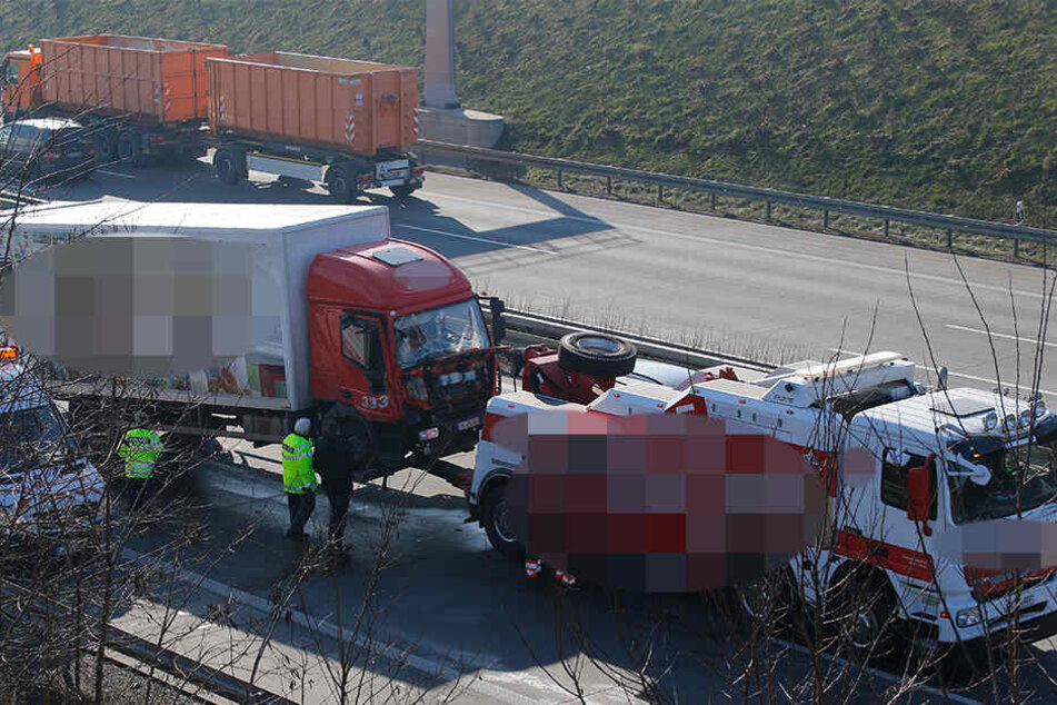 Zwei Lkw krachten am Mittwochvormittag auf der A 14 ineinander.