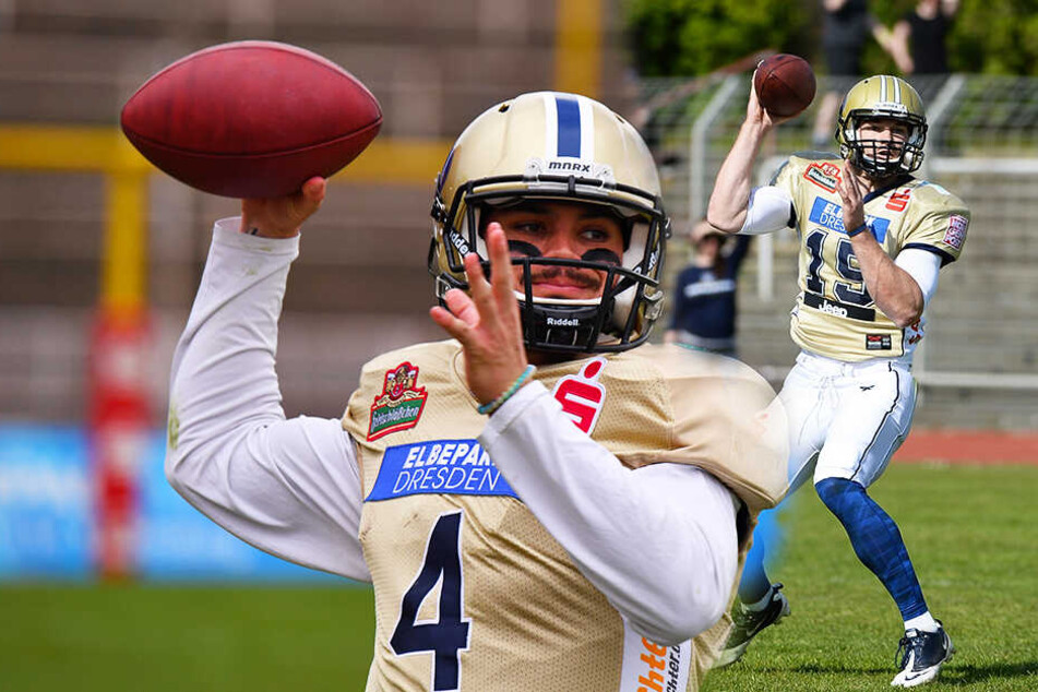 Brandon Connette (r.) 2016 im Trikot der Dresden Monarchs. Nun führt Zack Greenlee (l.) bei den Monarchs Regie - bislang sehr überzeugend und erfolgreich. (Bildmontage)