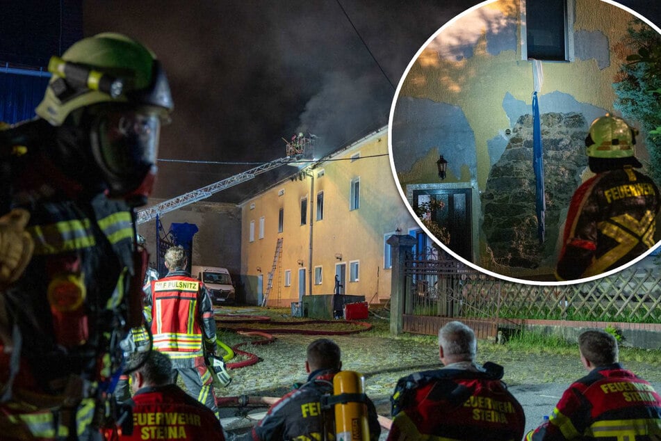 Pension brennt! Bewohner seilen sich ab, mehrere Verletzte - darunter ein Feuerwehrmann