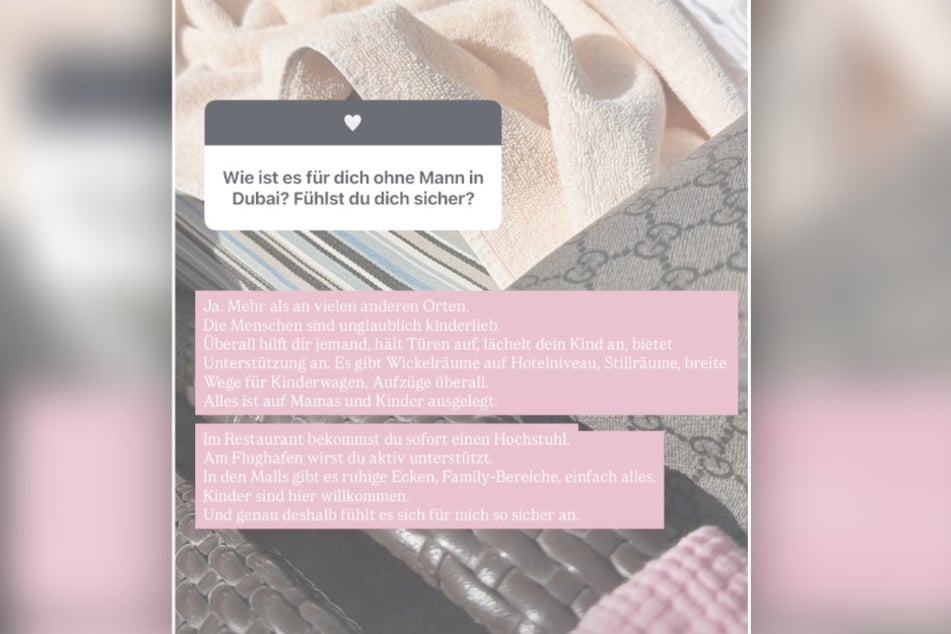 Die Influencerin fühlt sich auch ohne Mann an ihrer Seite in Dubai sicher.