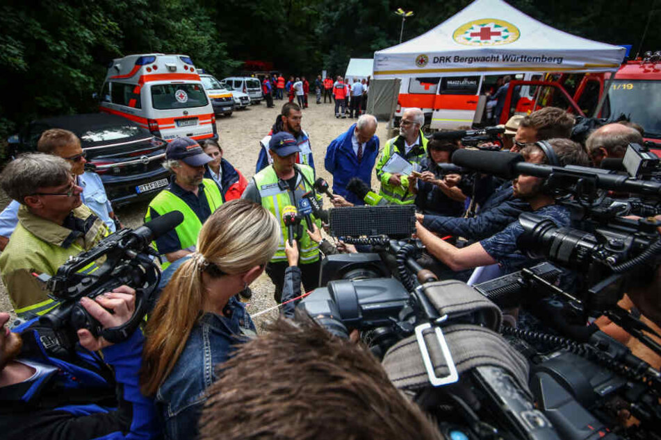 Presseaufkommen war groß bei der Rettung der zwei Männer.