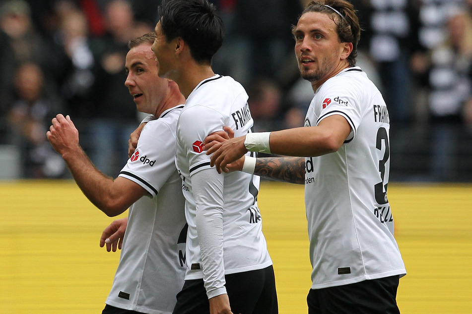 Mario Götze (30, l.) hatte Eintracht Frankfurt gegen Union Berlin mit 1:0 in Führung gebracht.