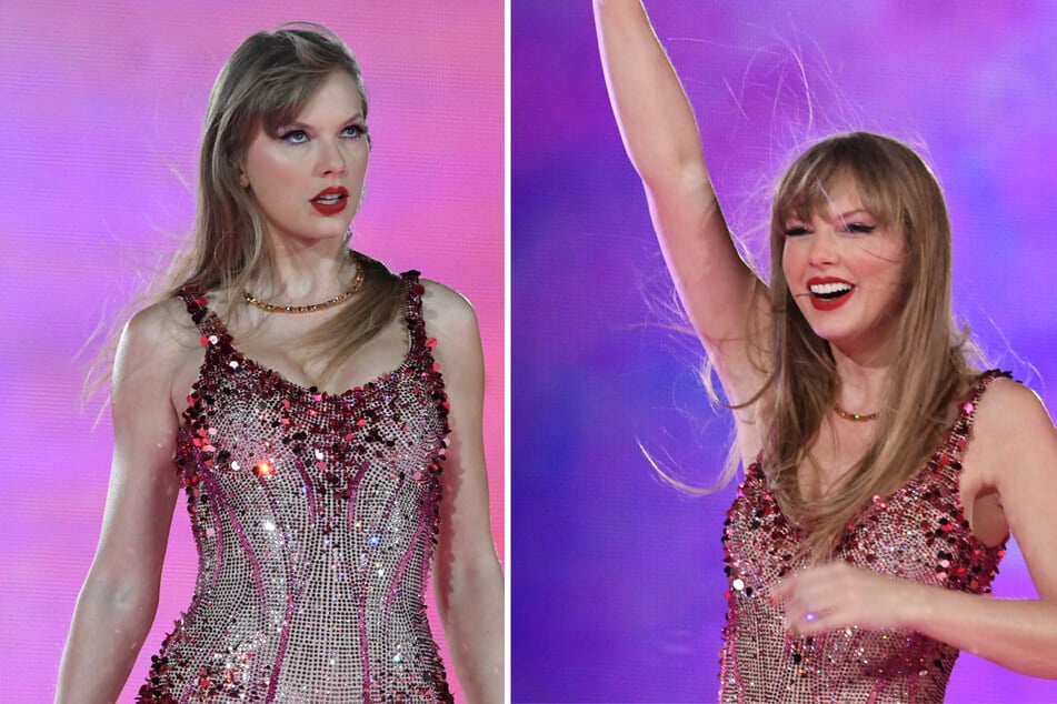 Taylor Swift debuted a new pink Lover bodysuit and blazer at first night on The Eras Tour in Buenos Aires.
