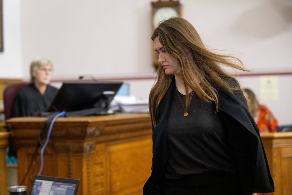 Plaintiff Rikki Held takes the witness stand during the landmark Held v. Montana climate change lawsuit in the Lewis and Clark County Courthouse in Helena.