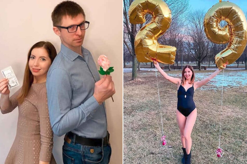 Links: Ekaterina Didenko und ihr Mann Valentin. Rechts: Die hübsche Moskauerin wollte ihren 29. Geburtstag feiern.